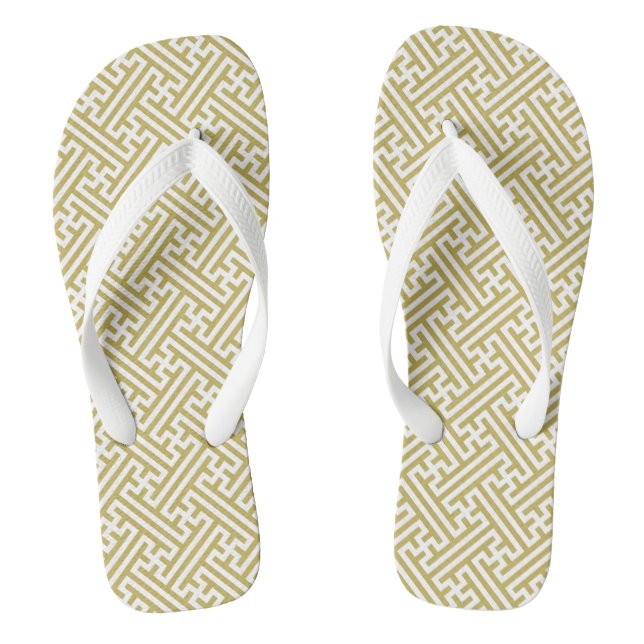 Sayagata pattern, Japanese, Gold and White Jandals (Footbed)