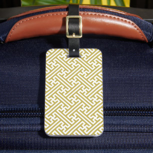Sayagata pattern, Japanese, Gold and White Luggage Tag