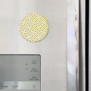 Sayagata pattern, Japanese, Gold and White Magnet