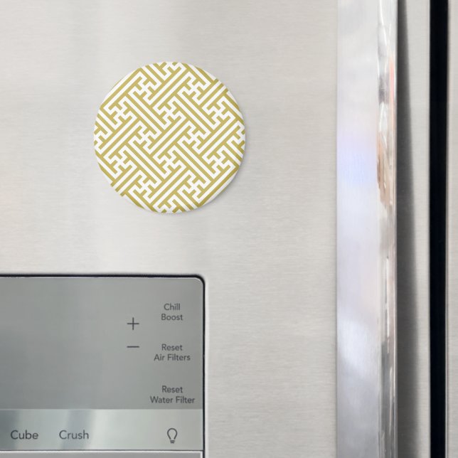 Sayagata pattern, Japanese, Gold and White Magnet (In Situ (Fridge))