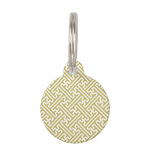 Sayagata pattern, Japanese, Gold and White Pet Tag