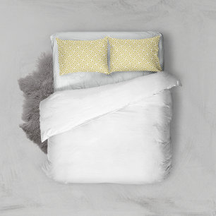 Sayagata pattern, Japanese, Gold and White Pillowcase