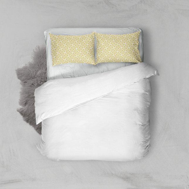 Sayagata pattern, Japanese, Gold and White Pillowcase (Creator Uploaded)