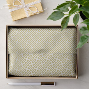 Sayagata pattern, Japanese, Gold and White Tissue Paper