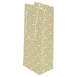Sayagata pattern, Japanese, Gold and White Wine Gift Bag
