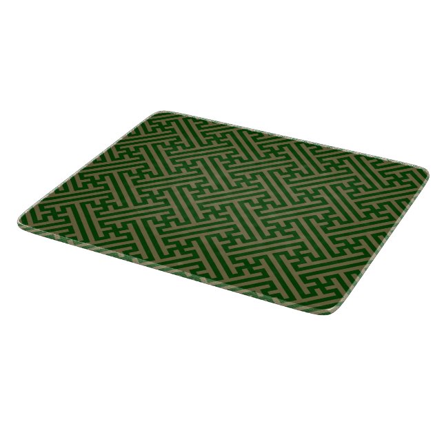 Sayagata pattern, Japanese, Green and Gold Cutting Board (Corner)