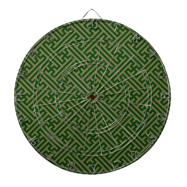 Sayagata pattern, Japanese, Green and Gold Dartboard (Front)