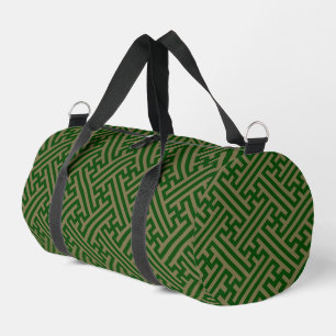 Sayagata pattern, Japanese, Green and Gold Duffle Bag