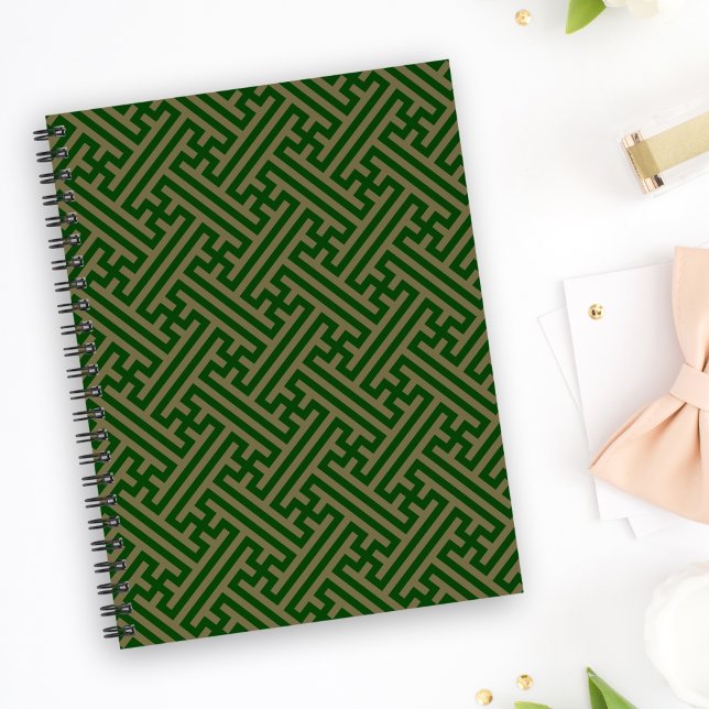 Sayagata pattern, Japanese, Green and Gold Notebook (Creator Uploaded)