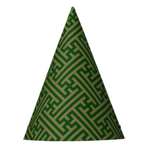 Sayagata pattern, Japanese, Green and Gold Party Hat