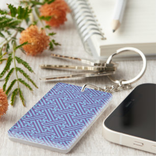 Sayagata pattern, Japanese, Purple and Blue Key Ring