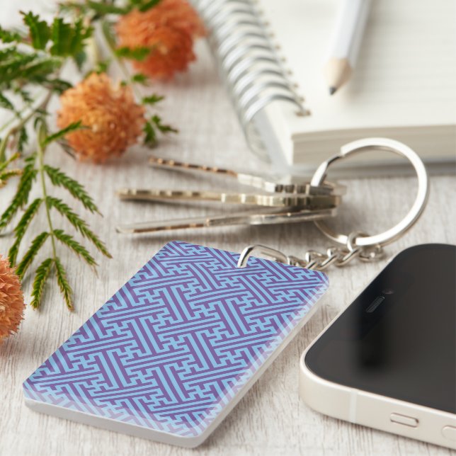 Sayagata pattern, Japanese, Purple and Blue Key Ring (Front Right)