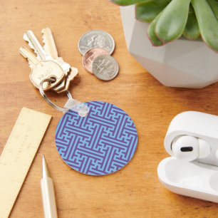 Sayagata pattern, Japanese, Purple and Blue Key Ring