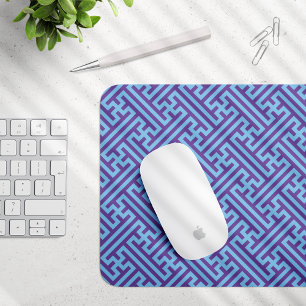 Sayagata pattern, Japanese, Purple and Blue Mouse Pad
