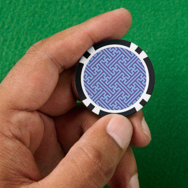 Sayagata pattern, Japanese, Purple and Blue Poker Chips (Hand)
