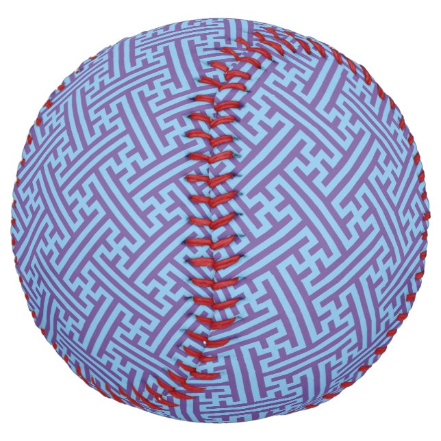 Sayagata pattern, Japanese, Purple and Blue Softball (Angled)