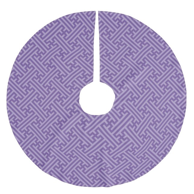 Sayagata pattern, Japanese, Purple and Pink Brushed Polyester Tree Skirt (Front)