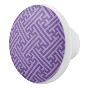 Sayagata pattern, Japanese, Purple and Pink Ceramic Knob