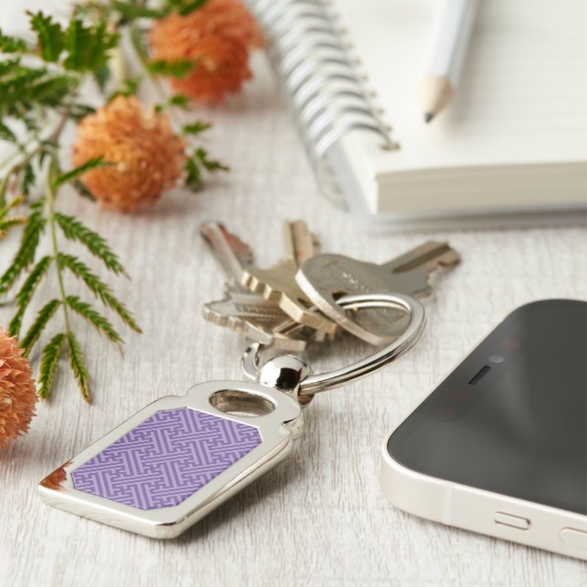Sayagata pattern, Japanese, Purple and Pink Key Ring (Side)