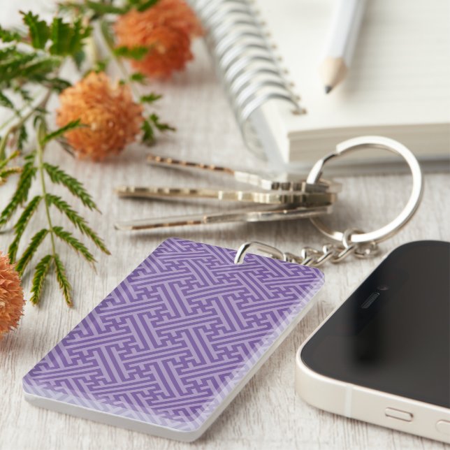 Sayagata pattern, Japanese, Purple and Pink Key Ring (Front Right)