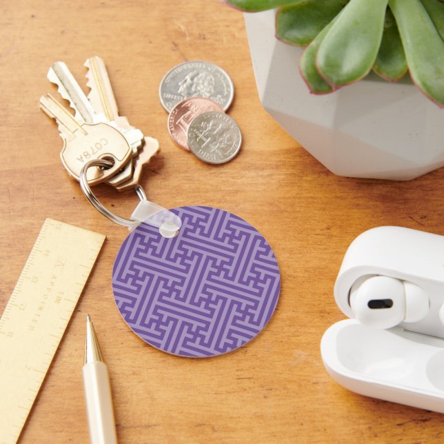 Sayagata pattern, Japanese, Purple and Pink Key Ring (Desk)