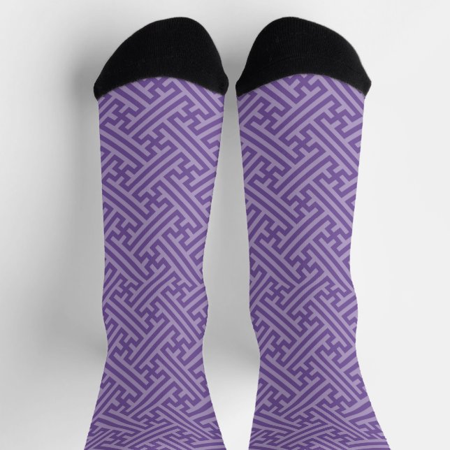 Sayagata pattern, Japanese, Purple and Pink Socks (Top)