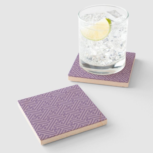 Sayagata pattern, Japanese, Purple and Pink Stone Coaster (Side)