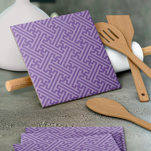 Sayagata pattern, Japanese, Purple and Pink Tile