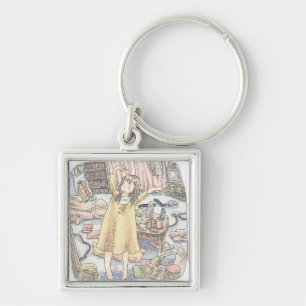 Sayaku a woman's disconsolate illustration with key ring