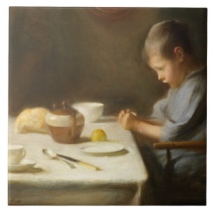 Saying Grace (Boy Praying at the Table) Tile