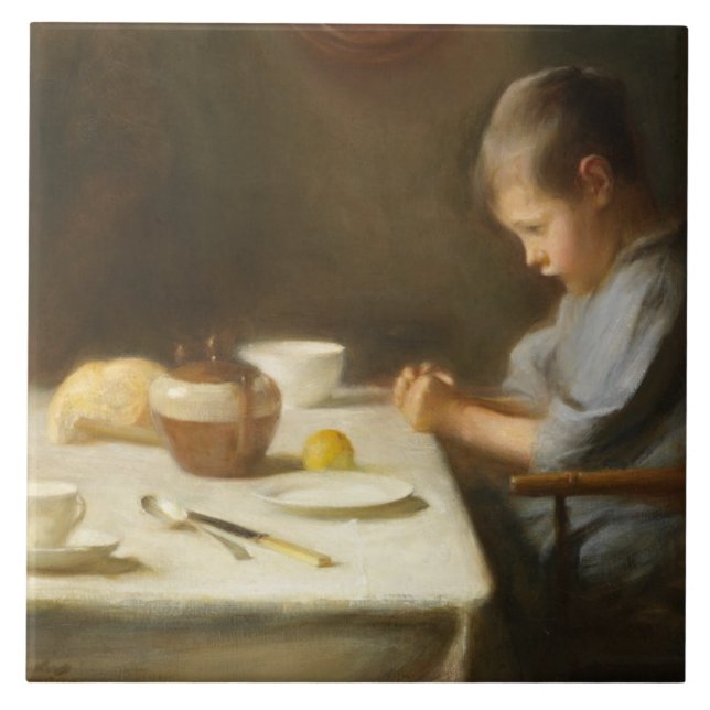 Saying Grace (Boy Praying at the Table) Tile (Front)