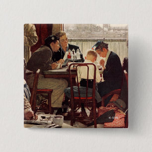 Saying Grace by Norman Rockwell 15 Cm Square Badge