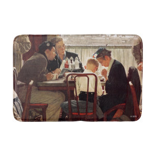 Saying Grace by Norman Rockwell Bath Mat
