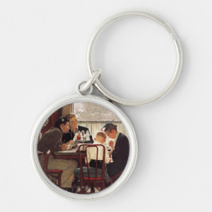 Saying Grace by Norman Rockwell Key Ring
