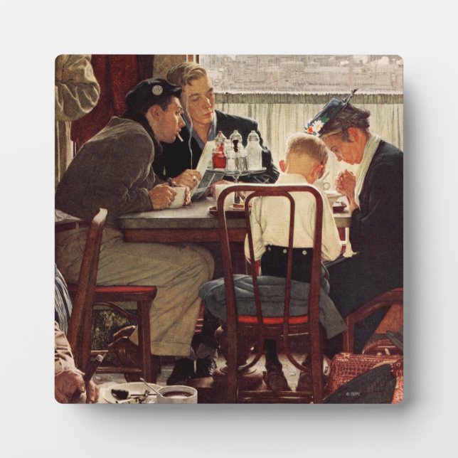 Saying Grace by Norman Rockwell Plaque (Front)