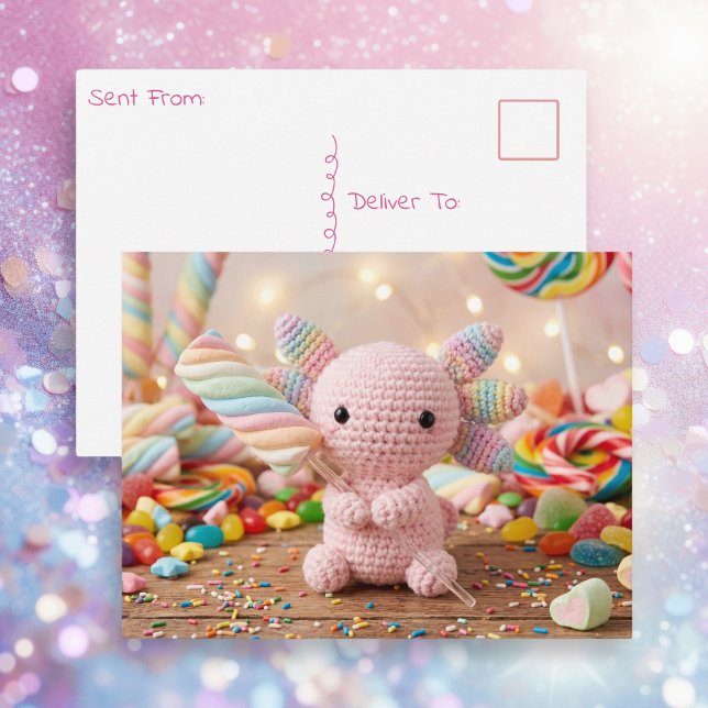 Saying Hi from a Crocheted Axolotl  Postcard (Creator Uploaded)