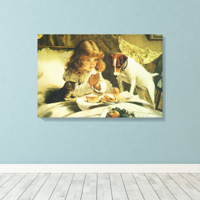 Saying Our Prayers, Suspense Charles Burton Barber Canvas Print (Insitu(Wood Floor))