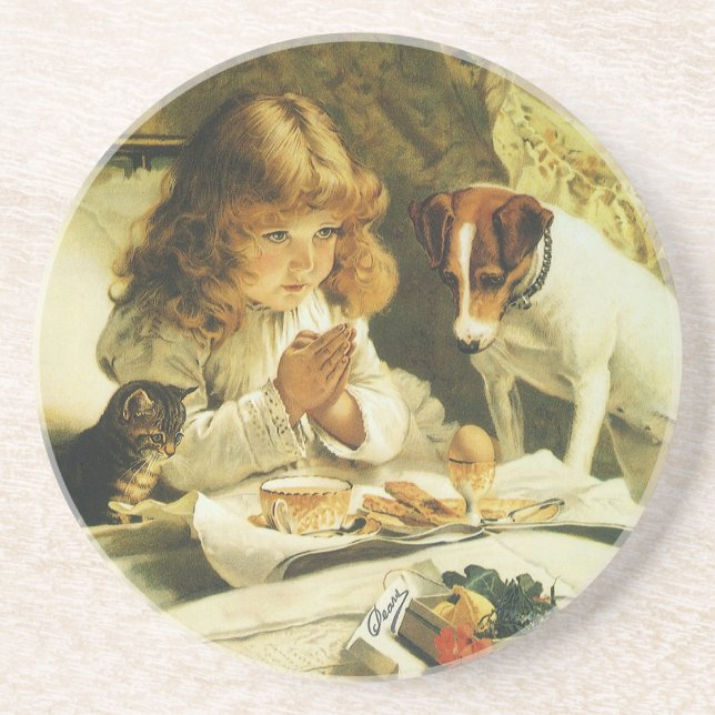 Saying Our Prayers, Suspense Charles Burton Barber Coaster (Front)