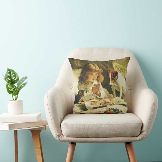 Saying Our Prayers, Suspense Charles Burton Barber Cushion (Chair)
