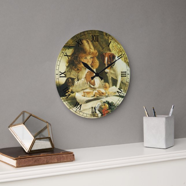 Saying Our Prayers, Suspense Charles Burton Barber Large Clock (Office)