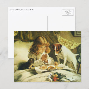 Saying Our Prayers, Suspense Charles Burton Barber Postcard