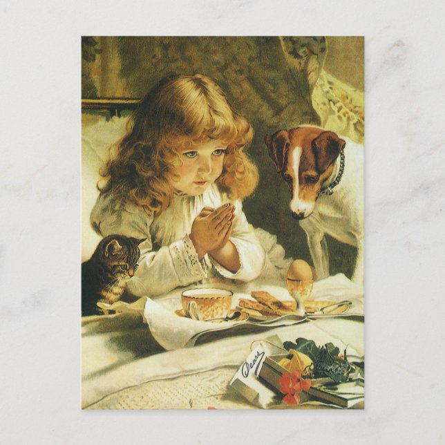 Saying Our Prayers, Suspense Charles Burton Barber Postcard (Front)