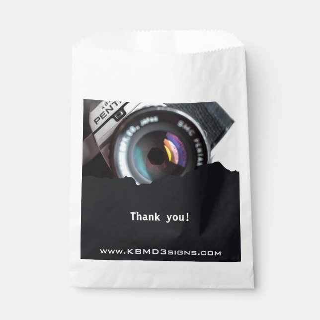 Saying Thank You Black White Photographer   Favour Bags (Front)