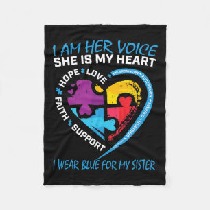 Sayings Puzzle I Wear Blue For My Sister Autism Aw Fleece Blanket