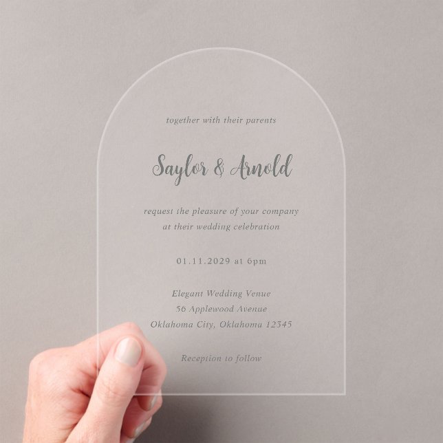 Saylor Modern Wedding Acrylic Invitations (Insitu (Handheld))