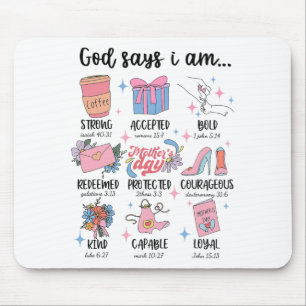 Says I Am Mothers Day Christian Motivation Mum Jes Mouse Pad