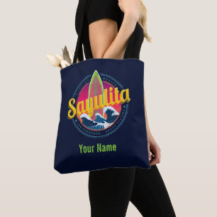 Sayulita Mexico Surfer Vintage Wave Sunset Bigwave Tote Bag