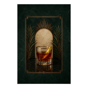 Sazerac Art Deco Poster Bar Art