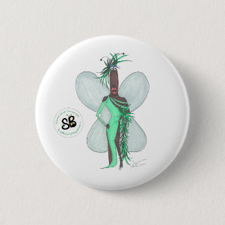 SBM Pseudo Celeb Green Feather Fashion Button Pin