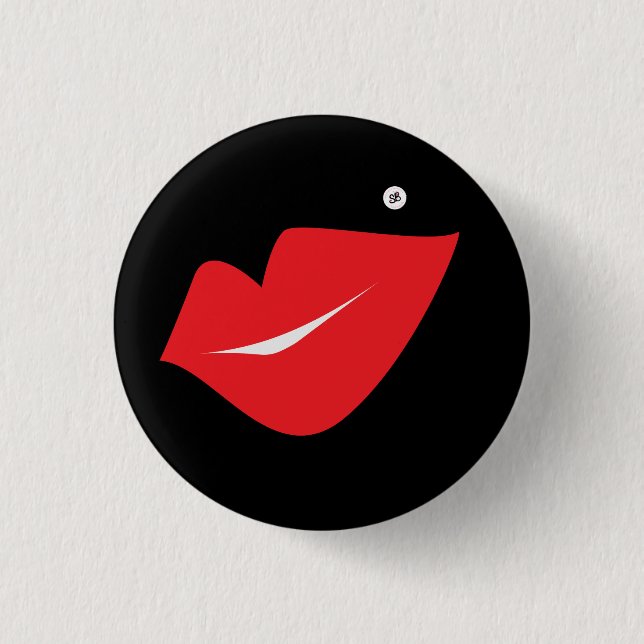 SBM Signature Red Lips Mini Button Pin (Front)